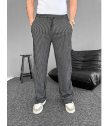 Su Yolu Çizgili Cepli Pantalon - Siyah