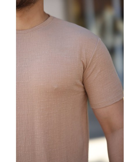 Erkek Ağaç Kabuğu Desenli Kısa Kollu T-shirt