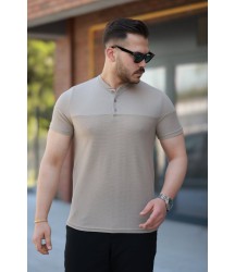 Erkek Hakim Yakalı Kısa Kollu Pamuklu T-shirt