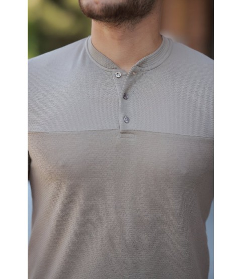Erkek Hakim Yakalı Kısa Kollu Pamuklu T-shirt