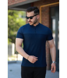 Erkek Hakim Yakalı Kısa Kollu Pamuklu T-shirt