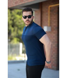 Erkek Hakim Yakalı Kısa Kollu Pamuklu T-shirt