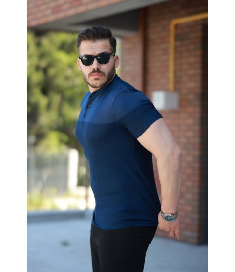 Erkek Hakim Yakalı Kısa Kollu Pamuklu T-shirt