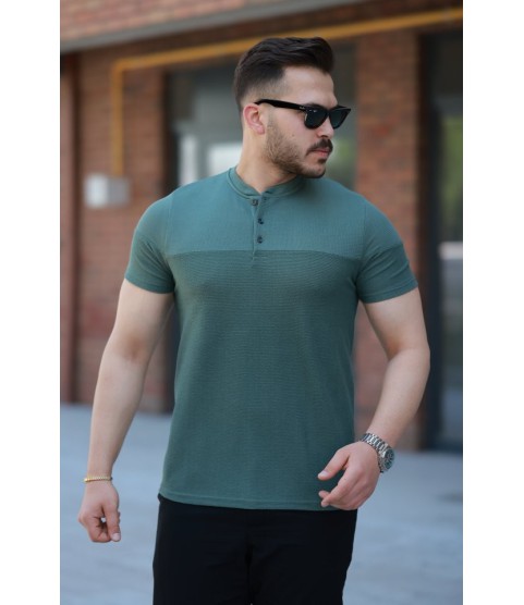 Erkek Hakim Yakalı Kısa Kollu Pamuklu T-shirt