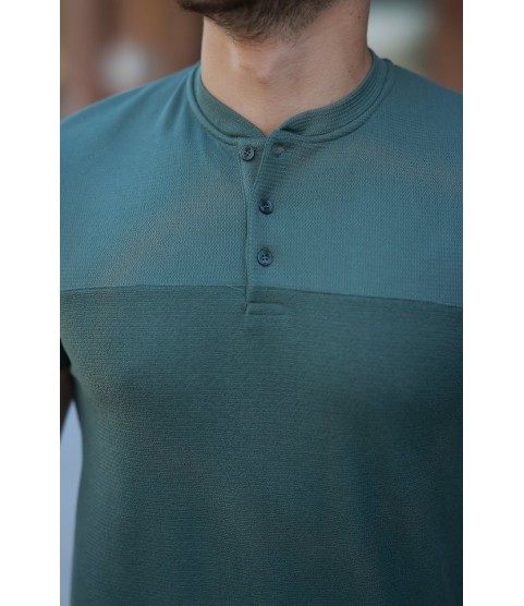 Erkek Hakim Yakalı Kısa Kollu Pamuklu T-shirt