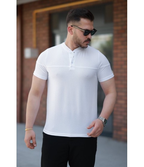 Erkek Hakim Yakalı Kısa Kollu Pamuklu T-shirt