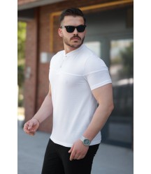 Erkek Hakim Yakalı Kısa Kollu Pamuklu T-shirt