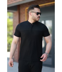 Erkek Hakim Yakalı Kısa Kollu Pamuklu T-shirt