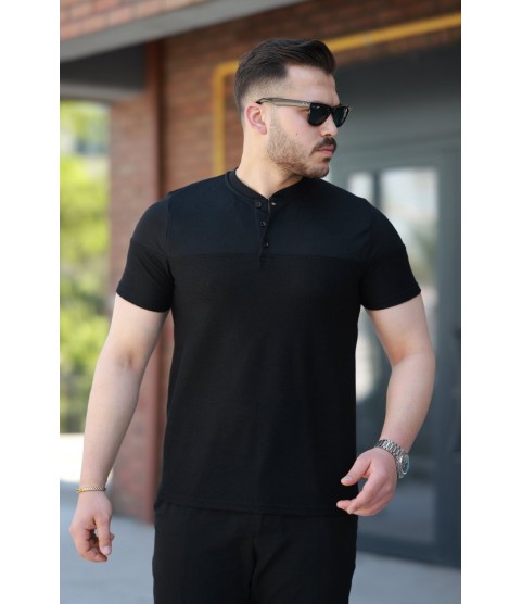 Erkek Hakim Yakalı Kısa Kollu Pamuklu T-shirt