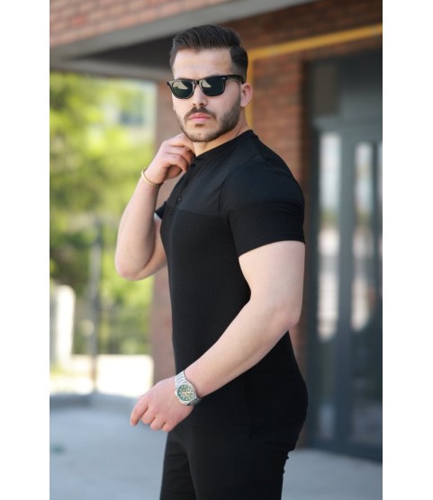 Erkek Hakim Yakalı Kısa Kollu Pamuklu T-shirt
