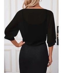 Kadın Truvakar Kol önden Bağlamalı Kısa şifon Bolero Ceket