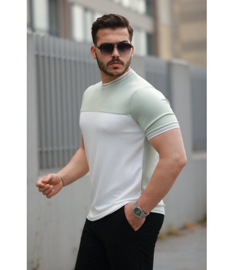 Erkek Parçalı Renk Kısa Kollu Tişört