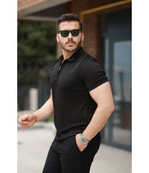 Erkek Fermuarlı Yaka Kısa Kollu Tişört