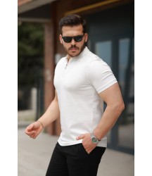 Erkek Fermuarlı Yaka Kısa Kollu Tişört