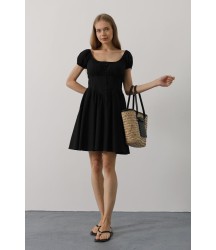 Beli Korseli Mini Elbise - Siyah