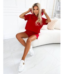 Kadın Iki Iplik Kumaş Alt şort üst Kapüşonlu Ikili Takım