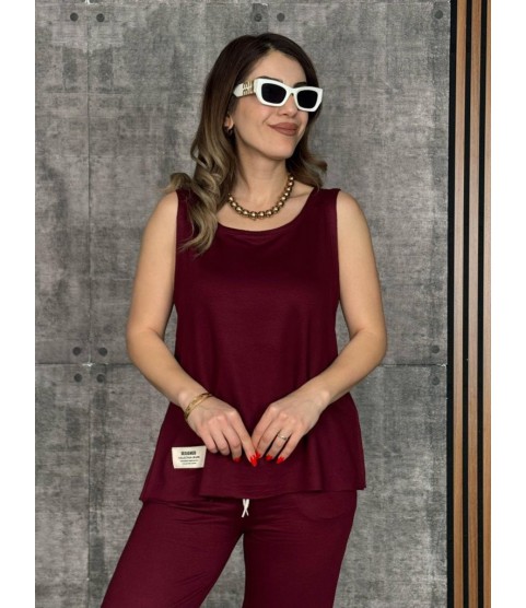 Kadın Askılı Yuvarlak Yaka Viskon Iki Iplik Bluz Ve Eşofman Altı Ikili Takım Kadın Askılı Yuvarlak Yaka Viskon Iki Iplik Bluz Ve Eşofman Altı Ikili Takım
