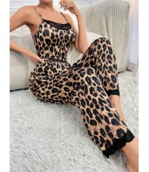 Kadın Ip Askılı Yakası Dantelli Bluz Ve Pijama Sandy Ikili Takım