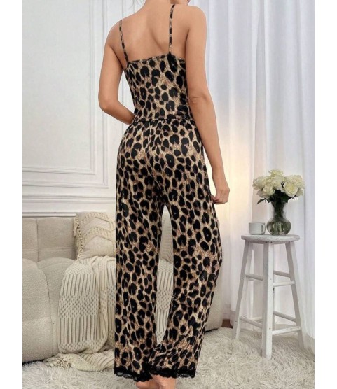 Kadın Ip Askılı Yakası Dantelli Bluz Ve Pijama Sandy Ikili Takım