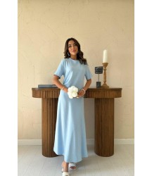 Bebe Mavi Pileli Bisiklet Yaka Elbise
