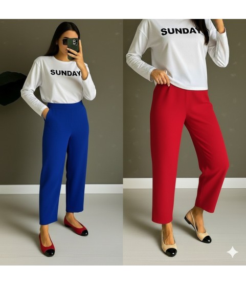 Kadın Yüksek Bel Krep Pantolon