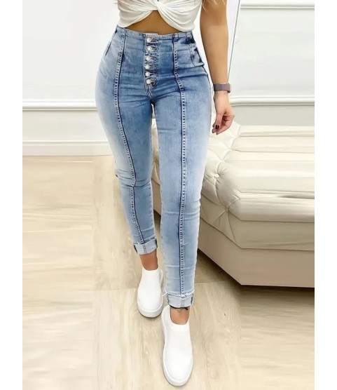 Kadın Yüksek Bel önden Düğmeli Jean Pantolon Kadın Yüksek Bel önden Düğmeli Jean Pantolon