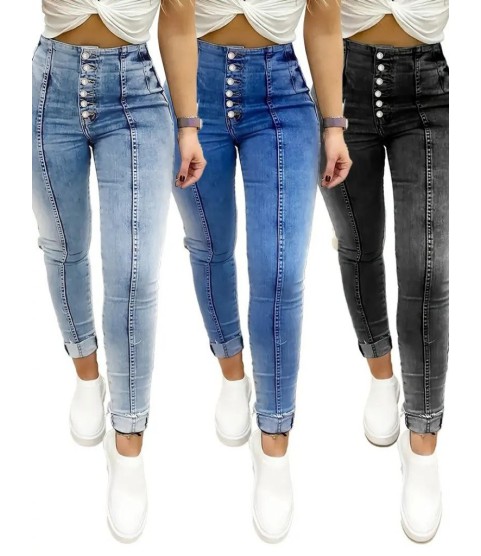 Kadın Yüksek Bel önden Düğmeli Jean Pantolon Kadın Yüksek Bel önden Düğmeli Jean Pantolon