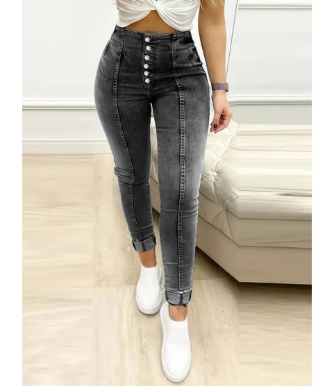 Kadın Yüksek Bel önden Düğmeli Jean Pantolon Kadın Yüksek Bel önden Düğmeli Jean Pantolon