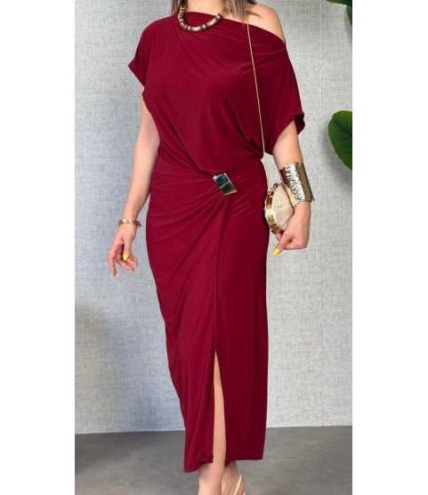 Kadın Kısa Kollu Tek Omuzdan Açık Beli Lastikli Sandy Maxi Elbise Kadın Kısa Kollu Tek Omuzdan Açık Beli Lastikli Sandy Maxi Elbise
