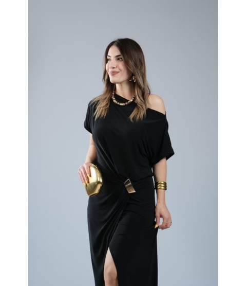 Kadın Kısa Kollu Tek Omuzdan Açık Beli Lastikli Sandy Maxi Elbise Kadın Kısa Kollu Tek Omuzdan Açık Beli Lastikli Sandy Maxi Elbise