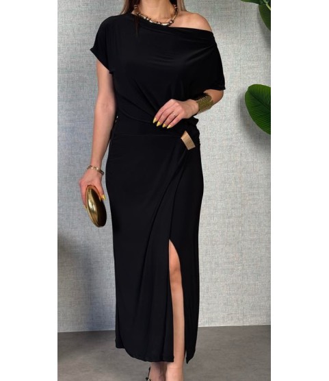Kadın Kısa Kollu Tek Omuzdan Açık Beli Lastikli Sandy Maxi Elbise Kadın Kısa Kollu Tek Omuzdan Açık Beli Lastikli Sandy Maxi Elbise