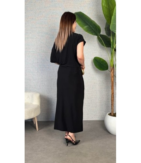 Kadın Kısa Kollu Tek Omuzdan Açık Beli Lastikli Sandy Maxi Elbise Kadın Kısa Kollu Tek Omuzdan Açık Beli Lastikli Sandy Maxi Elbise