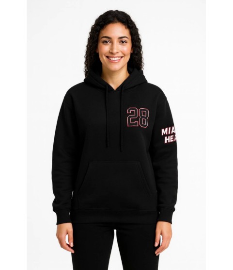 Üç İplik Kapüşonlu Ön Ve Arka Baskılı SweatShirt Hoodie - Siyah