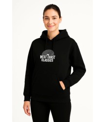 Üç İplik Kapüşonlu Ön Ve Arka Baskılı SweatShirt Hoodie - Siyah