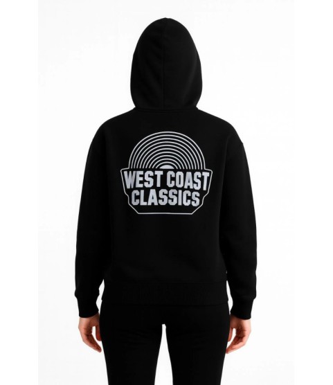 Üç İplik Kapüşonlu Ön Ve Arka Baskılı SweatShirt Hoodie - Siyah