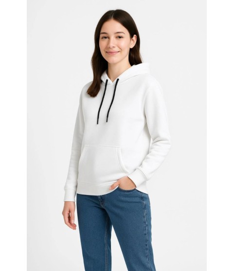 Üç İplik Kapüşonlu Kanguru Çepli SweatShirt Hoodie - Beyaz Üç İplik Kapüşonlu Kanguru Çepli SweatShirt Hoodie - Beyaz