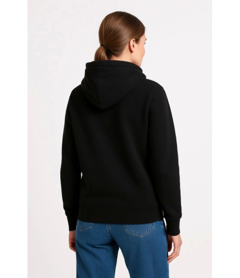 Üç İplik Kapüşonlu Kanguru Çepli SweatShirt Hoodie - Siyah