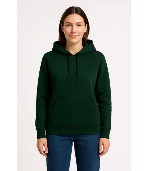 Üç İplik Kapüşonlu Kanguru Çepli SweatShirt Hoodie - Haki