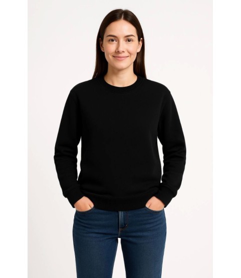 Üç İplik Düz Bisiklet Yaka SweatShirt  - Siyah