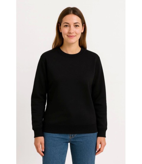 Üç İplik Düz Bisiklet Yaka SweatShirt  - Siyah