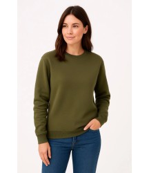 Üç İplik Düz Bisiklet Yaka SweatShirt - Haki
