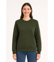 Üç İplik Düz Bisiklet Yaka SweatShirt - Haki