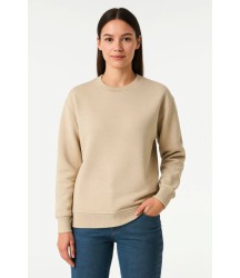 Üç İplik Düz Bisiklet Yaka SweatShirt - Bej