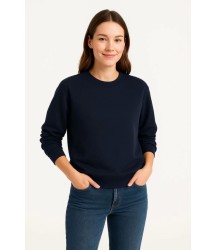 Üç İplik Düz Bisiklet Yaka SweatShirt - Lacivert