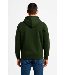 Erkek Üç İplik Kapüşonlu Tam Fermuarlı Kanguru Çepli SweatShirt Hoodie - Haki