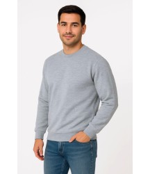 Erkek Üç İplik Düz Bisiklet Yaka SweatShirt - Gri