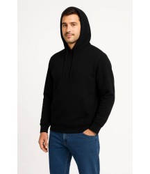 Erkek Üç İplik Kapüşonlu Kanguru Cepli SweatShirt Hoodie - Siyah