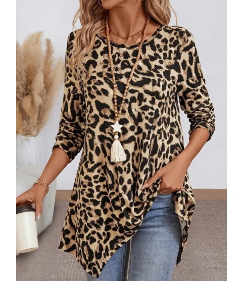 Kadın Uzun Kollu Bisiklet Yaka Leopar Desenli Süprem Bluz Kadın Uzun Kollu Bisiklet Yaka Leopar Desenli Süprem Bluz