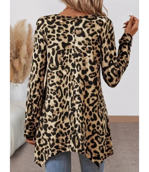 Kadın Uzun Kollu Bisiklet Yaka Leopar Desenli Süprem Bluz Kadın Uzun Kollu Bisiklet Yaka Leopar Desenli Süprem Bluz
