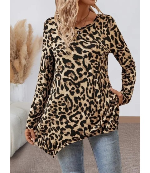 Kadın Uzun Kollu Bisiklet Yaka Leopar Desenli Süprem Bluz Kadın Uzun Kollu Bisiklet Yaka Leopar Desenli Süprem Bluz